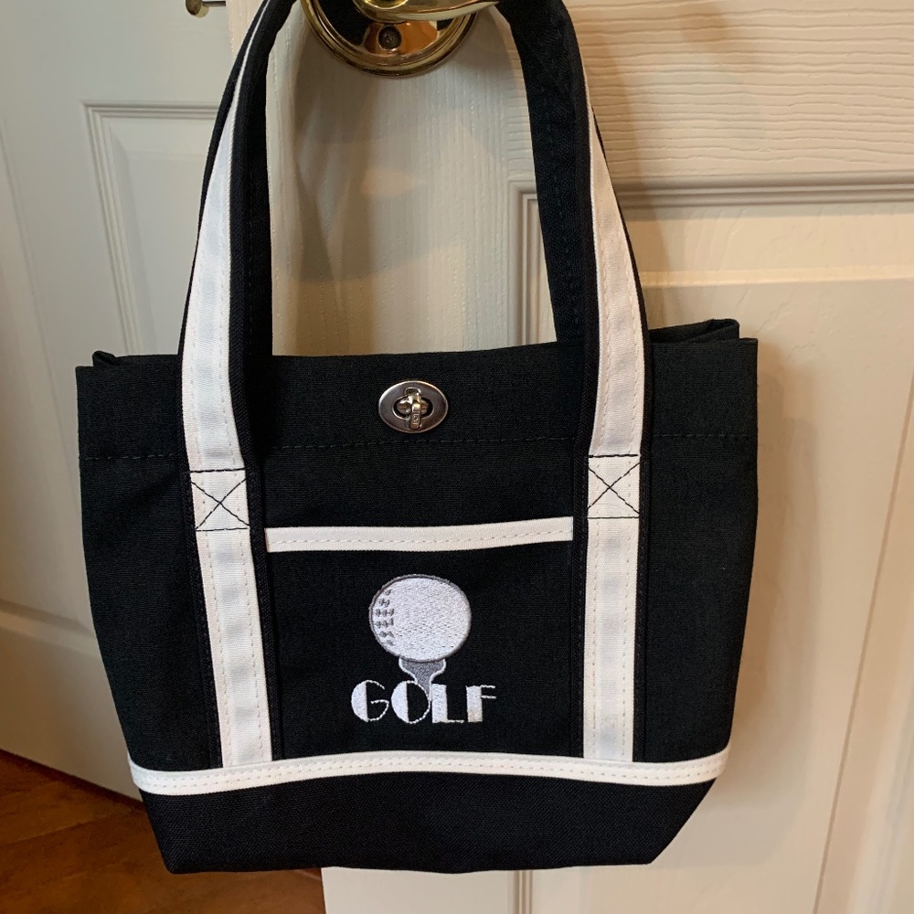 Dot Black/Cream Canvas Golf Tote Bag